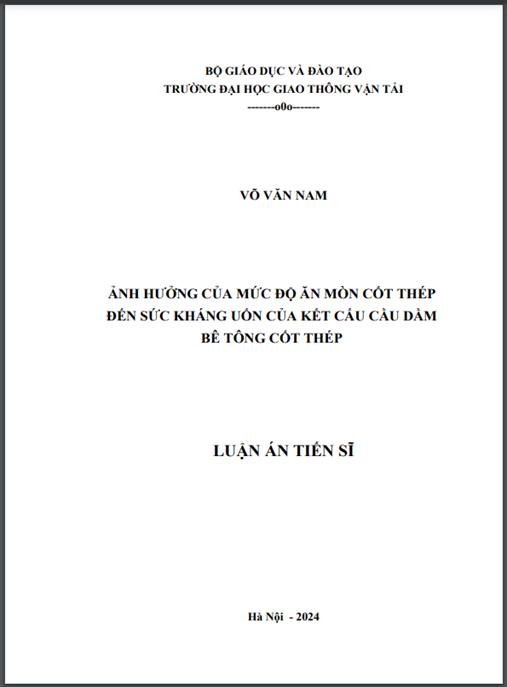 Ảnh hưởng của mức độ ăn mòn cốt thép đến sức kháng uốn của kết cấu cầu dầm bê tông cốt thép – Nghiên cứu chuyên sâu