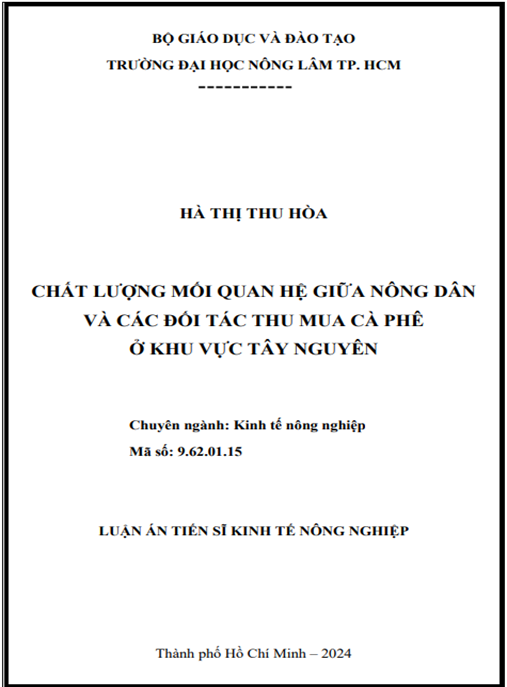 Chất lượng mối quan hệ giữa nông dân và các đối tác thu mua cà phê ở khu vực Tây Nguyên – Nghiên cứu chuyên sâu