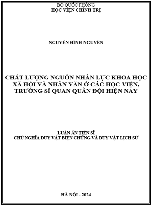 Chất lượng nguồn nhân lực khoa học xã hội và nhân văn ở các học viện, trường sĩ quan quân đội hiện nay – Nghiên cứu chiến lược