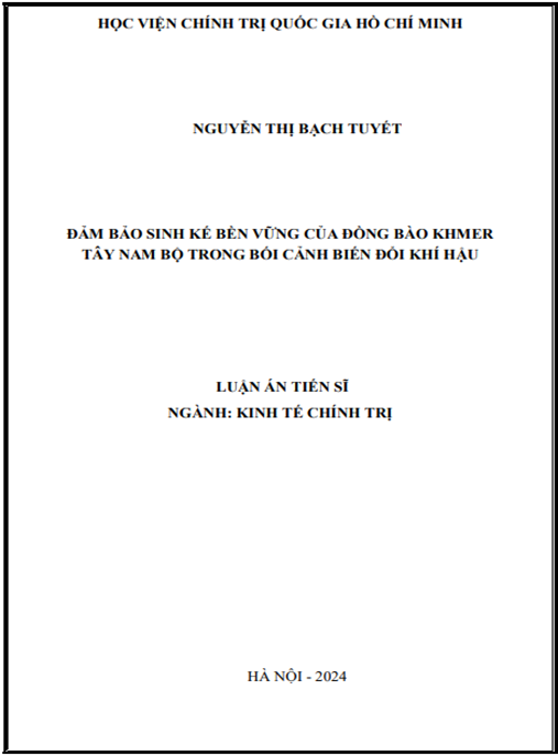 Đảm bảo sinh kế bền vững của đồng bào Khmer Tây Nam Bộ trong bối cảnh biến đổi khí hậu – Nghiên cứu thực tiễn