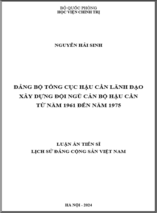 Đảng bộ Tổng cục Hậu cần lãnh đạo xây dựng đội ngũ cán bộ hậu cần từ năm 1961 đến năm 1975 – Ebook lịch sử quý