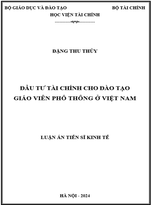 Đầu tư tài chính cho đào tạo giáo viên phổ thông ở Việt Nam – Chiến lược tối ưu