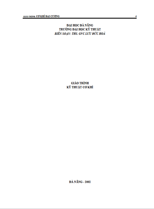 Giáo Trình Cơ Khí Đại Cương – Ebook PDF Chuẩn Đại Học