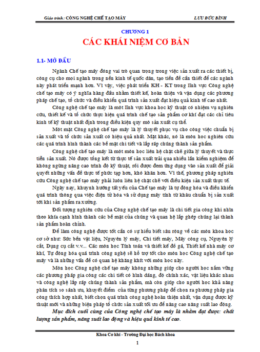 Giáo Trình Công Nghệ Chế Tạo Máy – Tài Liệu PDF Chuẩn Đại Học Cơ Khí