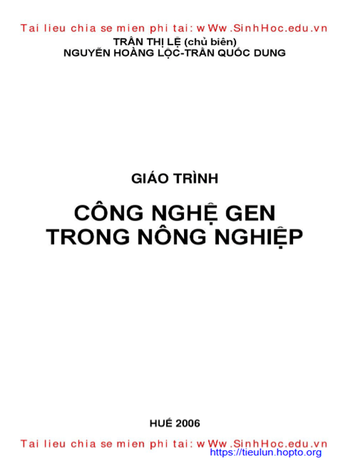 Giáo Trình Công Nghệ Gen Trong Công Nghiệp – Tài Liệu Chuyên Sâu