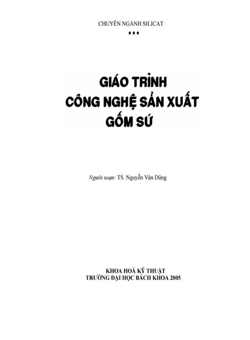 Giáo Trình Công Nghệ Sản Xuất Gốm Sứ – Chương 3: Gia Công & Chuẩn Bị Phối Liệu