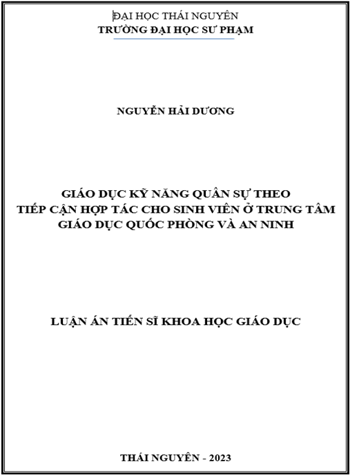 Tài liệu chuyên sâu: Giáo dục kỹ năng quân sự theo tiếp cận hợp tác cho sinh viên ở Trung tâm Giáo dục Quốc phòng và An ninh
