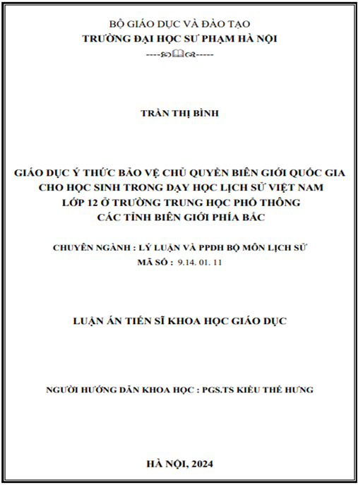 TẢI NGAY: Giáo dục ý thức bảo vệ chủ quyền biên giới quốc gia cho học sinh trong dạy học lịch sử Việt Nam lớp 12 ở trường Trung học phổ thông các tỉnh biên giới phía Bắc