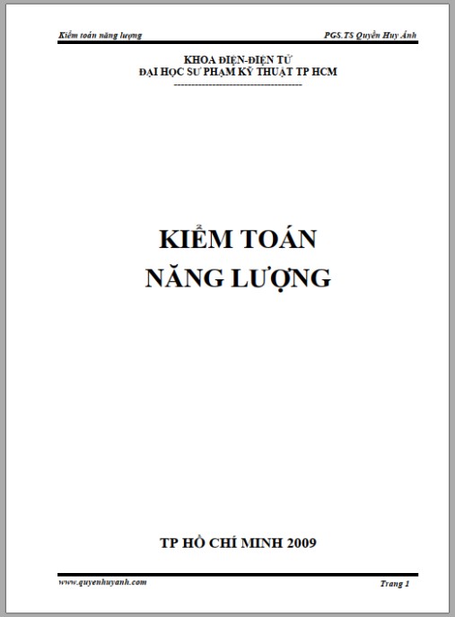 Giáo trình Kiểm toán năng lượng – Bí quyết tiết kiệm điện hiệu quả