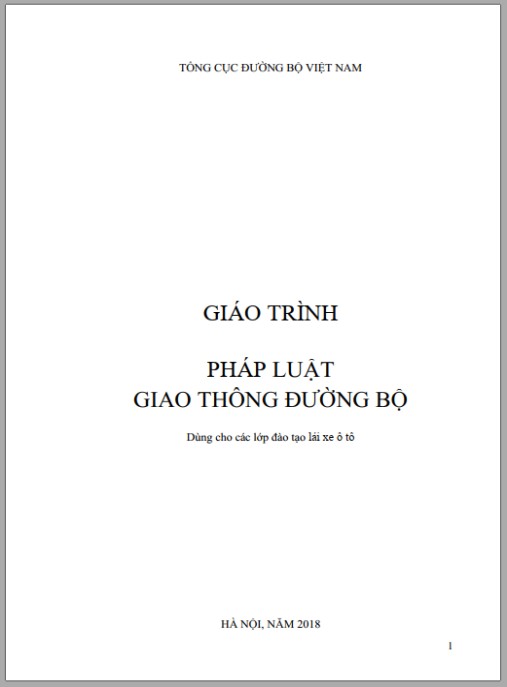 Giao trình Luật Giao thông đường bộ – Tài liệu chính thức Tổng cục Đường bộ VN
