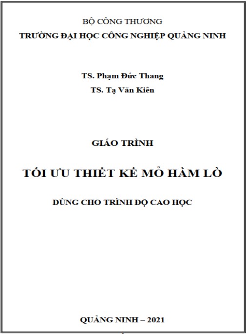 Giáo trình Tối ưu thiết kế mỏ hầm lò – Phần 1: Nền tảng thiết kế mỏ hiệu quả