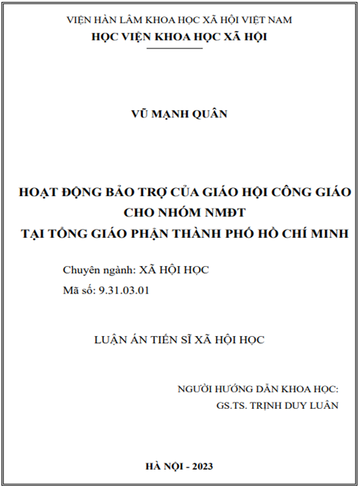 Hoạt động bảo trợ của Giáo hội Công giáo cho nhóm người mẹ đơn thân tại Tổng Giáo phận Thành phố Hồ Chí Minh | Sách điện tử nhân ái