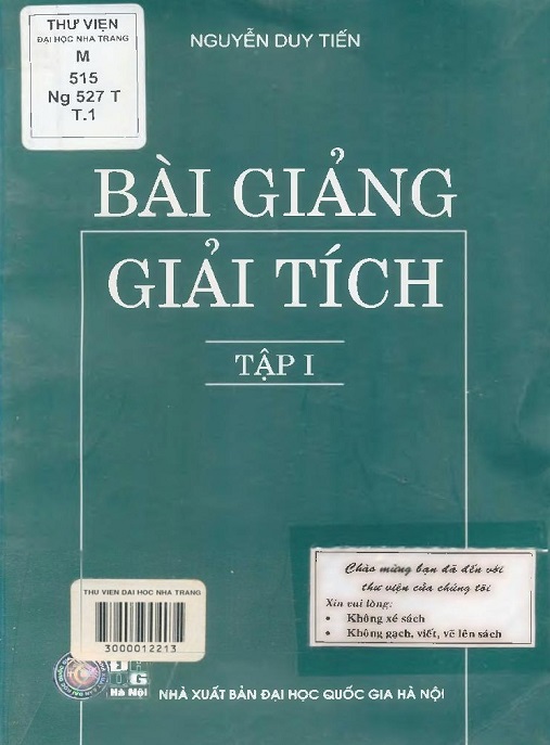 Bài Giảng Giải Tích Tập 1 – Nền Tảng Toán Học Đại Cửu Siêu Hay