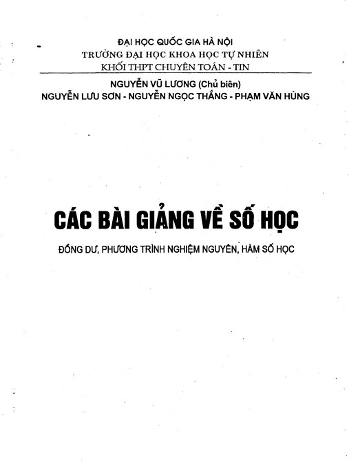Khám Phá Sâu Sắc Toán Học: Các Bài Giảng Về Số Học Tập 2 – Đồng Dư – Phương Trình Nghiệm Nguyên – Hàm Số Học