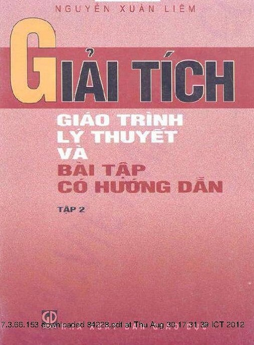 Giải Tích Giáo Trình Lý Thuyết Và Bài Tập Có Hướng Dẫn Tập 2 – Ebook PDF Đầy Đủ