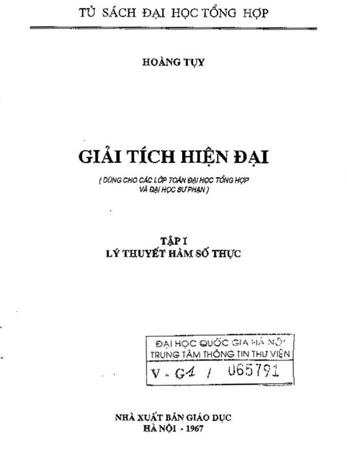 Giải Tích Hiện Đại Tập 1 – Lý Thuyết Hàm Số Thực | Ebook PDF Chuẩn Đại Học