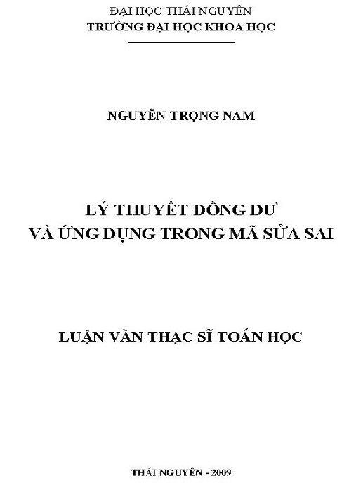Lý Thuyết Đồng Dư Và Ứng Dụng Trong Mã Sửa Sai – Ebook Toán Học PDF