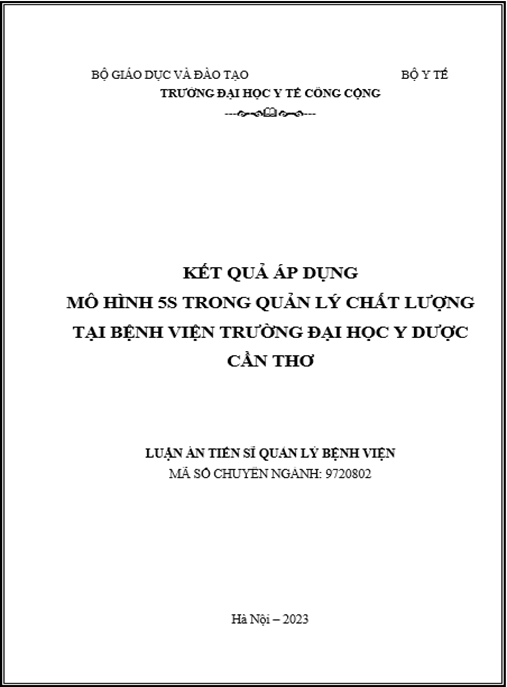 Kết quả áp dụng mô hình 5S trong quản lý chất lượng tại Bệnh viện trường Đại học Y Dược Cần Thơ | Tài liệu nghiên cứu thực tiễn