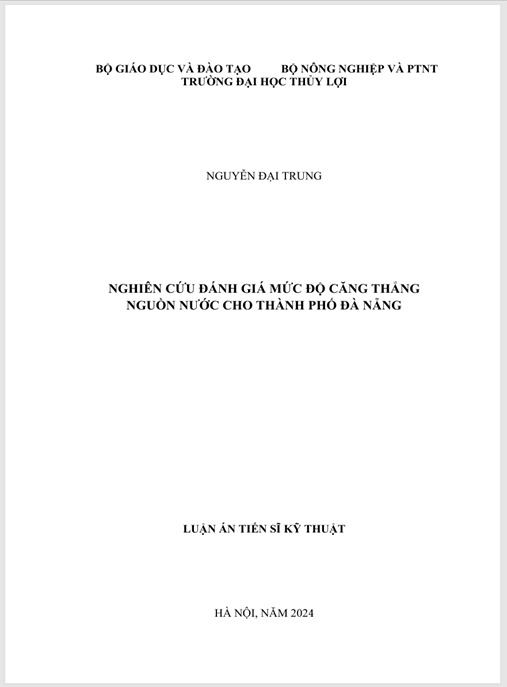 LUẬN ÁN NGHIÊN CỨU ĐÁNH GIÁ MỨC ĐỘ CĂNG THẲNG NGUỒN NƯỚC CHO THÀNH PHỐ ĐÀ NẴNG – Bản PDF Đầy Đủ