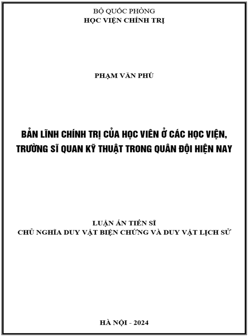 TẢI NGAY: Luận án Bản lĩnh chính trị của học viên ở các học viện, trường sĩ quan kỹ thuật trong quân đội hiện nay
