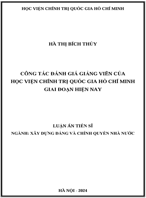 Luận án Công tác đánh giá giảng viên Học viện Chính trị QG HCM hiện nay – PDF