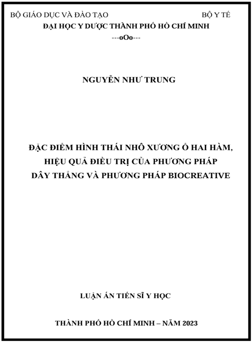 Luận Án Nha Khoa: Đặc Điểm Hình Thái Nhô Xương Ổ Hai Hàm – Hiệu Quả Dây Thẳng & Biocreative (PDF)