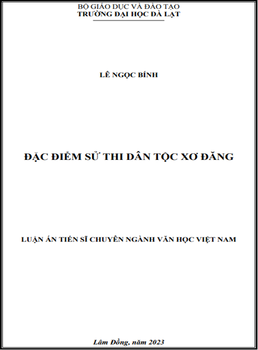 Luận Án Đặc Điểm Sử Thi Dân Tộc Xơ Đăng – Khám Phá Di Sản Tây Nguyên
