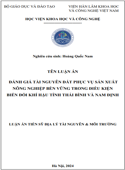 TẢI NGAY Luận án Đánh giá tài nguyên đất phục vụ sản xuất nông nghiệp bền vững trong điều kiện biến đổi khí hậu tỉnh Thái Bình và Nam Định