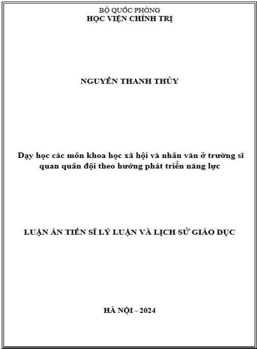Luận án Dạy học các môn khoa học xã hội và nhân văn ở trường sĩ quan quân đội theo hướng phát triển năng lực | Tải PDF