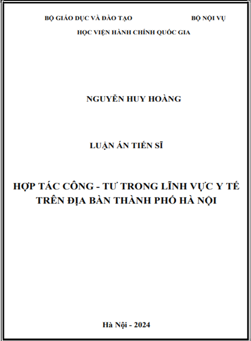 Luận án Hợp tác công – tư trong lĩnh vực y tế trên địa bàn Thành phố Hà Nội | Giải pháp chiến lược đột phá