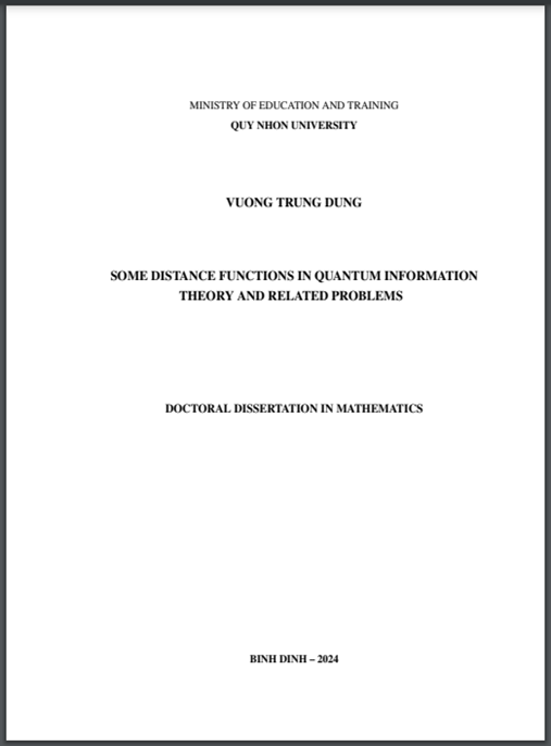 Luận án: Một số hàm khoảng cách trong lý thuyết thông tin lượng tử và các vấn đề liên quan – Đóng góp đột phá