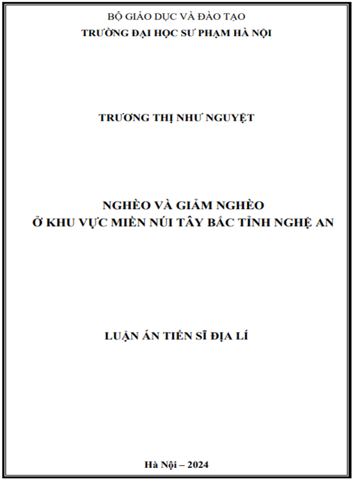 Luận án Nghèo và giảm nghèo ở khu vực miền núi Tây Bắc tỉnh Nghệ An – Bản đầy đủ PDF