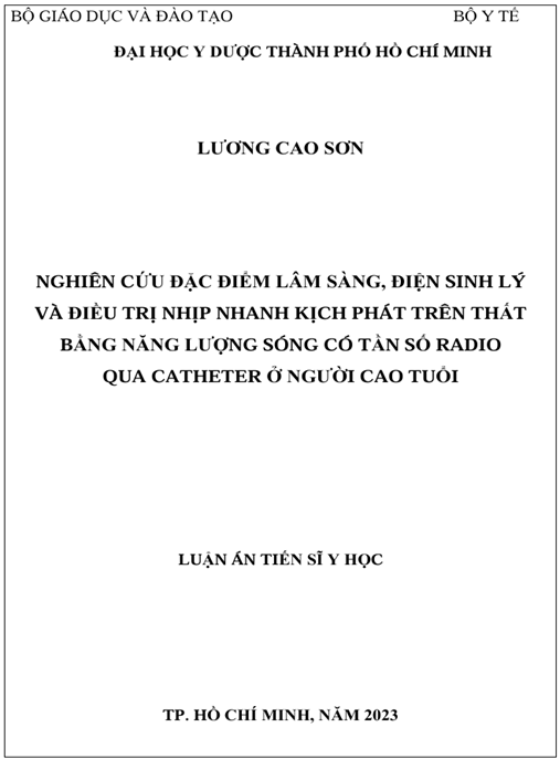Luận án Nghiên cứu đặc điểm lâm sàng, điện sinh lý và điều trị nhịp nhanh kịch phát trên thất bằng năng lượng sóng có tần số radio qua catheter ở người cao tuổi – Bản PDF Đầy Đủ