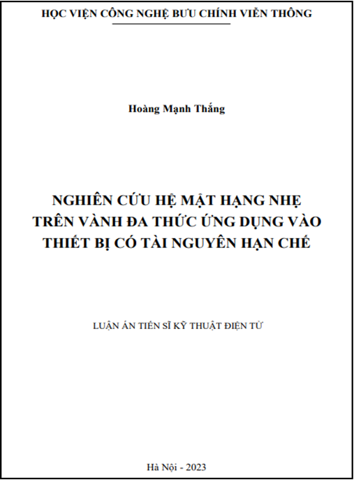 Tải Luận Án: Nghiên cứu hệ mật hạng nhẹ trên vành đa thức ứng dụng thiết bị tài nguyên hạn chế