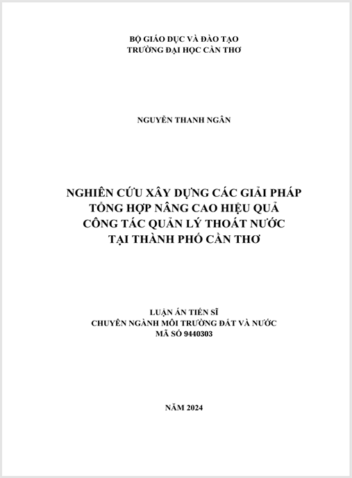 Luận án Nghiên cứu xây dựng các giải pháp tổng hợp nâng cao hiệu quả công tác quản lý thoát nước tại Thành phố Cần Thơ | PDF đầy đủ