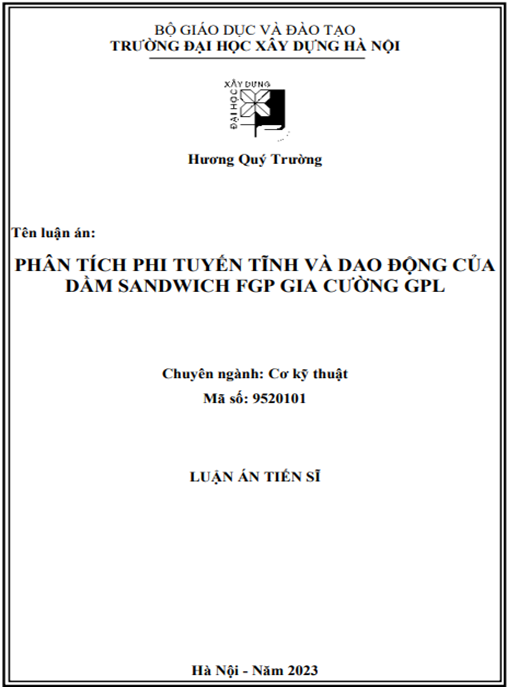 Luận án Phân tích phi tuyến tĩnh và dao động của dầm sandwich FGP gia cường GPL – Tài liệu tiến sĩ quý giá