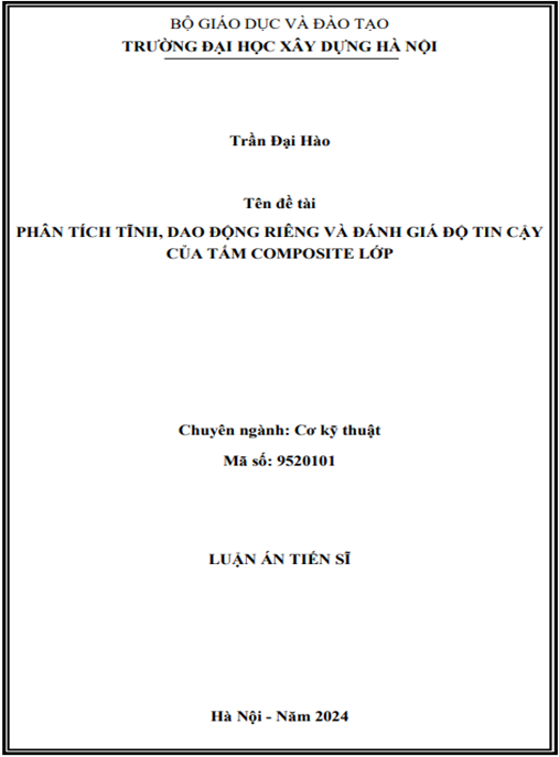 Luận án Phân tích tĩnh, dao động riêng và đánh giá độ tin cậy tấm composite lớp | PDF