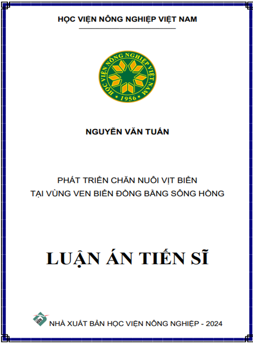 Luận án Phát triển chăn nuôi vịt biển tại vùng ven biển Đồng bằng sông Hồng – Nghiên cứu đột phá