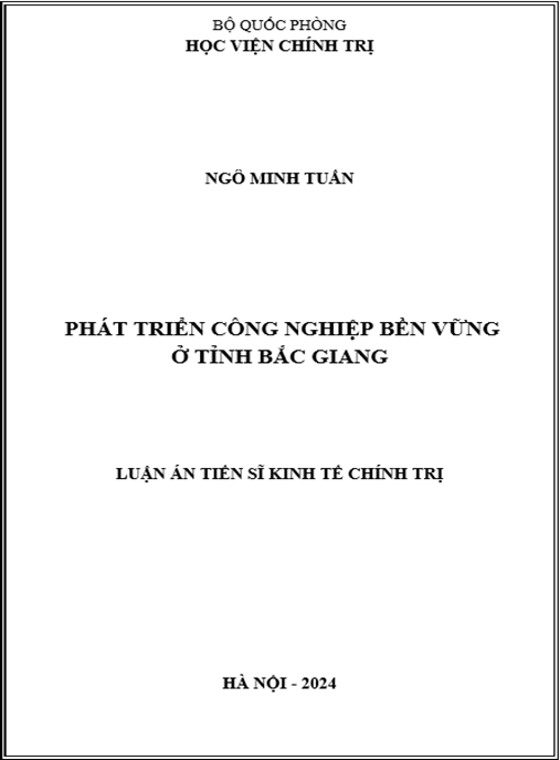 Luận án Phát triển công nghiệp bền vững ở tỉnh Bắc Giang – Nghiên cứu chuyên sâu Kinh tế Chính trị