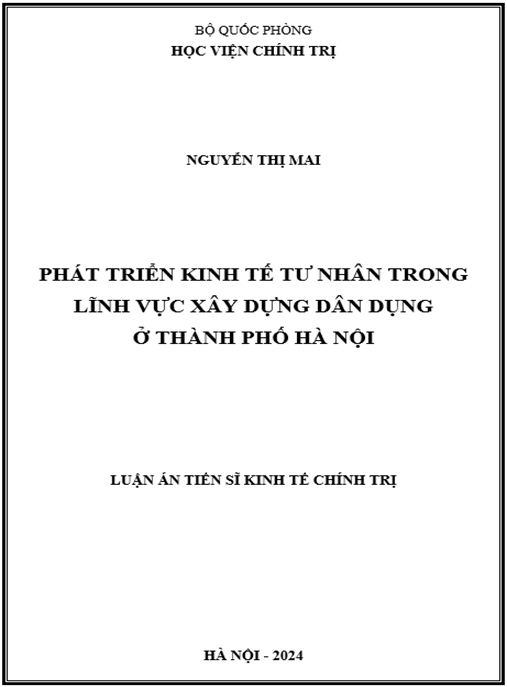 Luận án: Phát triển kinh tế tư nhân trong xây dựng dân dụng Hà Nội – PDF chất lượng cao