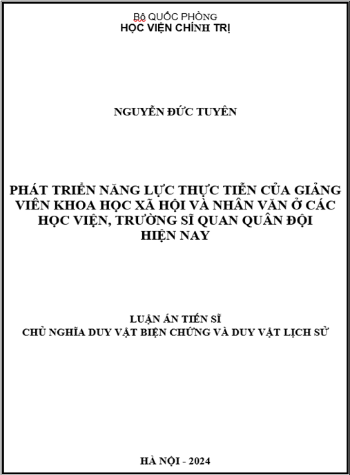 TẢI NGAY Luận án Phát triển năng lực thực tiễn của giảng viên khoa học xã hội và nhân văn ở các học viện, trường sĩ quan quân đội hiện nay