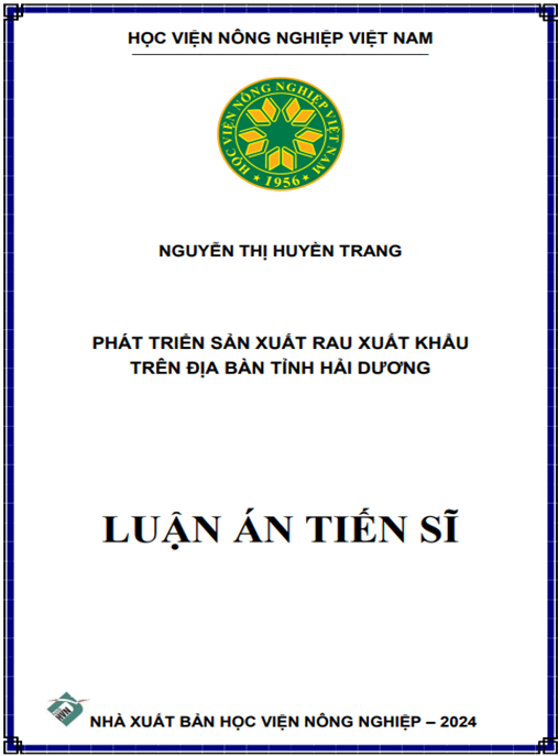 Luận án Phát triển sản xuất rau xuất khẩu trên địa bàn tỉnh Hải Dương – Tài liệu chiến lược nông nghiệp