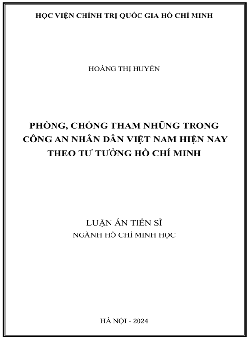 Luận án Phòng chống tham nhũng trong CAND Việt Nam theo tư tưởng HCM – Tải PDF