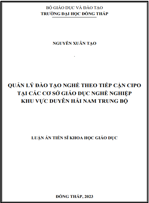 TẢI NGAY: Luận án Quản lý đào tạo nghề theo tiếp cận CIPO tại các cơ sở giáo dục nghề nghiệp khu vực Duyên hải Nam Trung Bộ