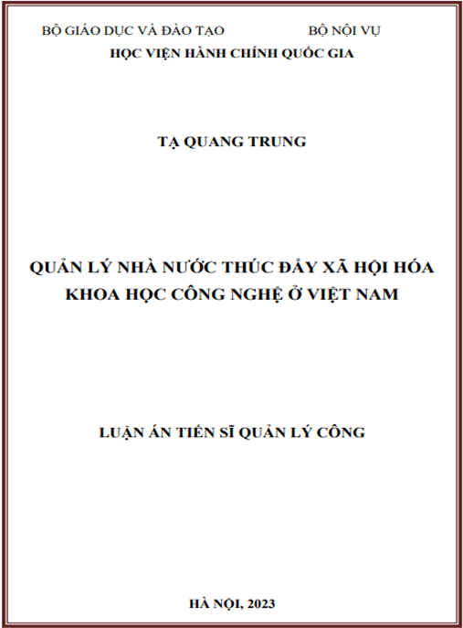 Luận án Quản lý nhà nước thúc đẩy xã hội hóa khoa học và công nghệ ở Việt Nam – Nghiên cứu chuyên sâu