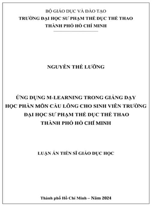 Luận án Ứng dụng M-Learning trong giảng dạy học phần môn cầu lông cho sinh viên trường Đại học Sư phạm Thể dục Thể thao Thành Phố Hồ Chí Minh – Nghiên cứu đột phá