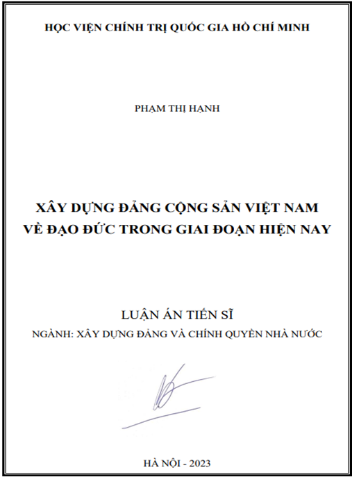 Luận án Xây dựng Đảng Cộng sản Việt Nam về đạo đức trong giai đoạn hiện nay – PDF Tiến sĩ