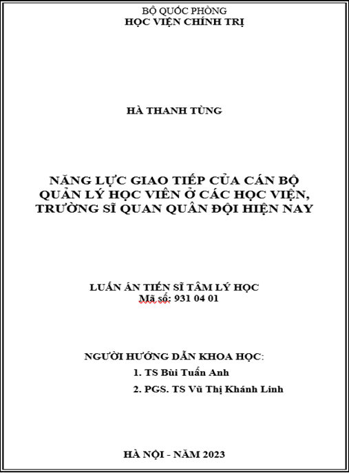 Tải Ngay: Năng lực giao tiếp của cán bộ quản lý học viên ở các học viện, trường sĩ quan quân đội hiện nay