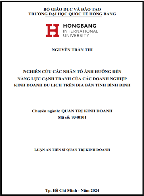 Nghiên cứu các nhân tố ảnh hưởng đến năng lực cạnh tranh của các doanh nghiệp kinh doanh du lịch trên địa bàn tỉnh Bình Định | Tài liệu nghiên cứu chuyên sâu