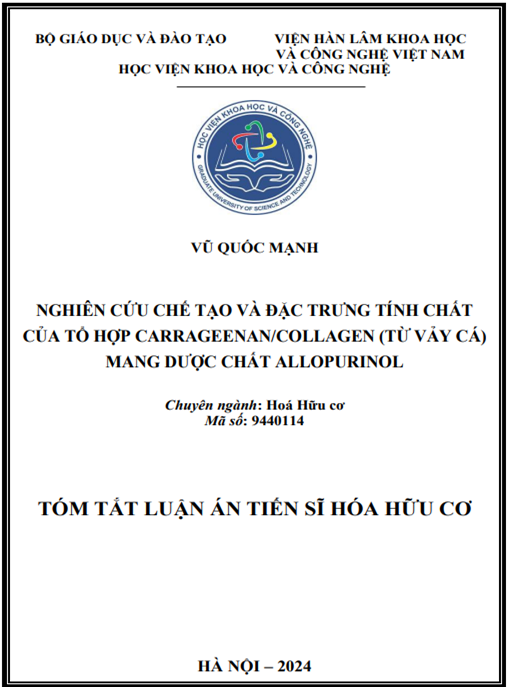 Tải Ebook: Nghiên cứu chế tạo và đặc trưng tính chất của tổ hợp carrageenan/collagen (từ vảy cá) mang dược chất allopurinol